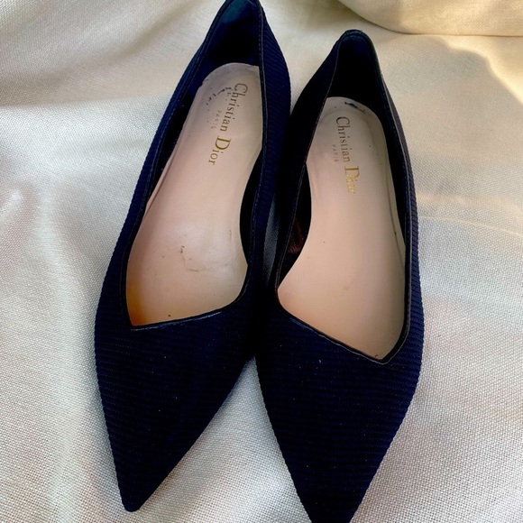 CHRISTIAN Dior technical fabric black pointed toe flats - Picture 1 of 17